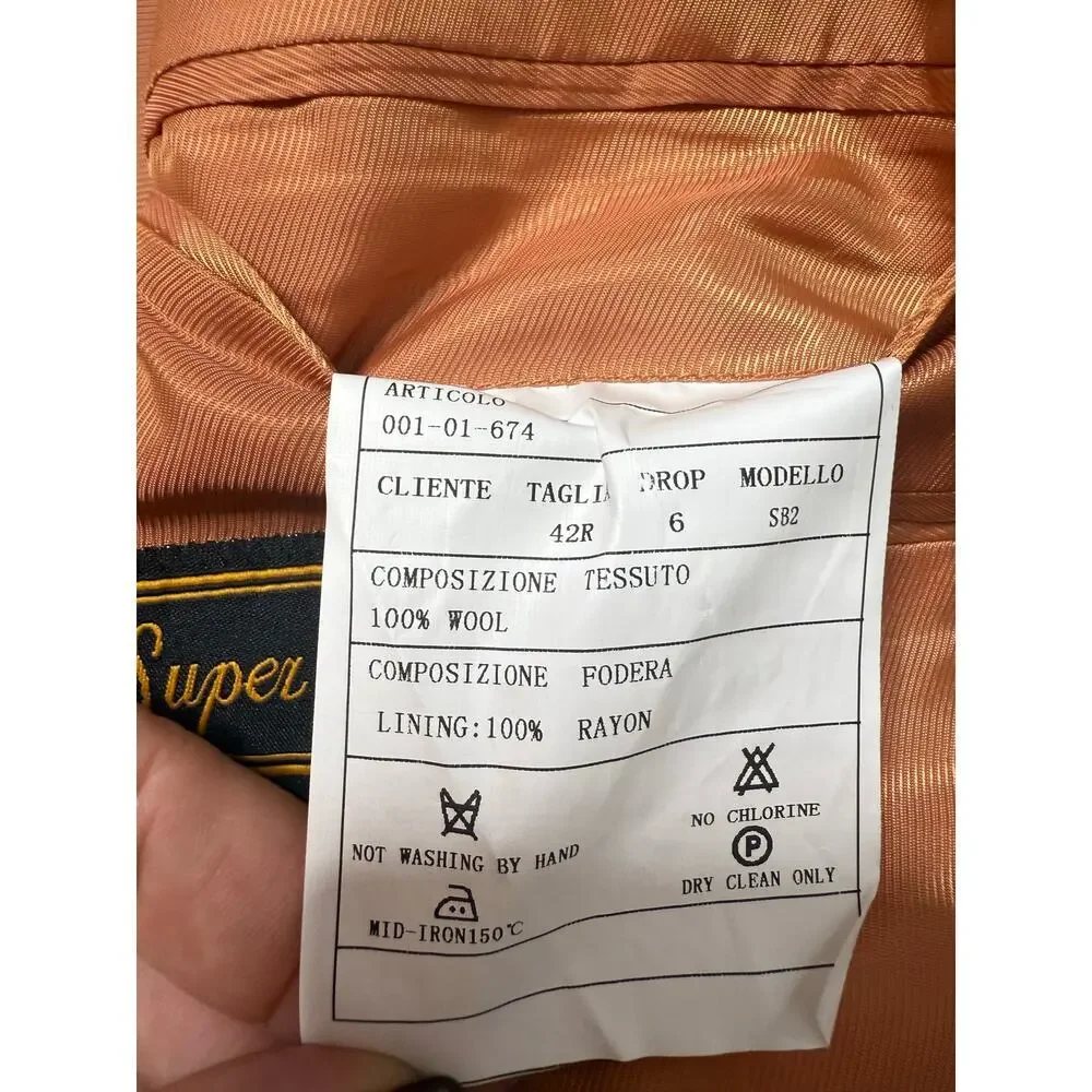 Super 120's Beltrami Italy Men’s Wool Suit Lite Beige - Made in Italy - Picture 5 of 16